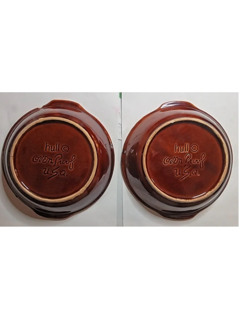 Hull Brown Drip Pottery Pair of Serving Dishes Vintage Mid Century Ovenproof